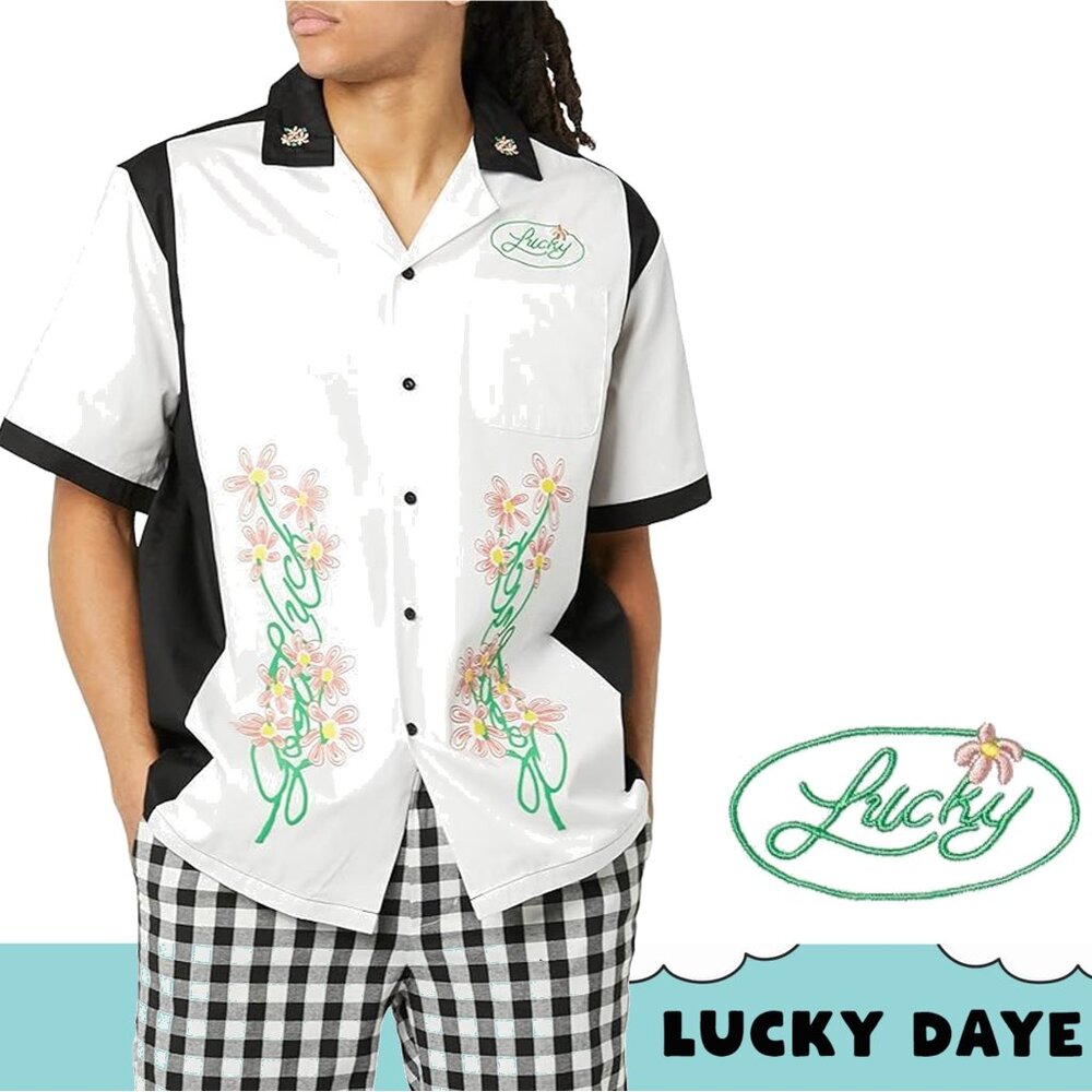 LUCKY DAYE "Roll Some More" Button-up Bowling-Style shirt 🍀 NEW!!!